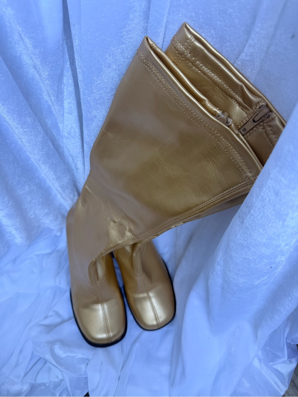 Funtasma Metallic Gold Knee-High Square-Toe Boots